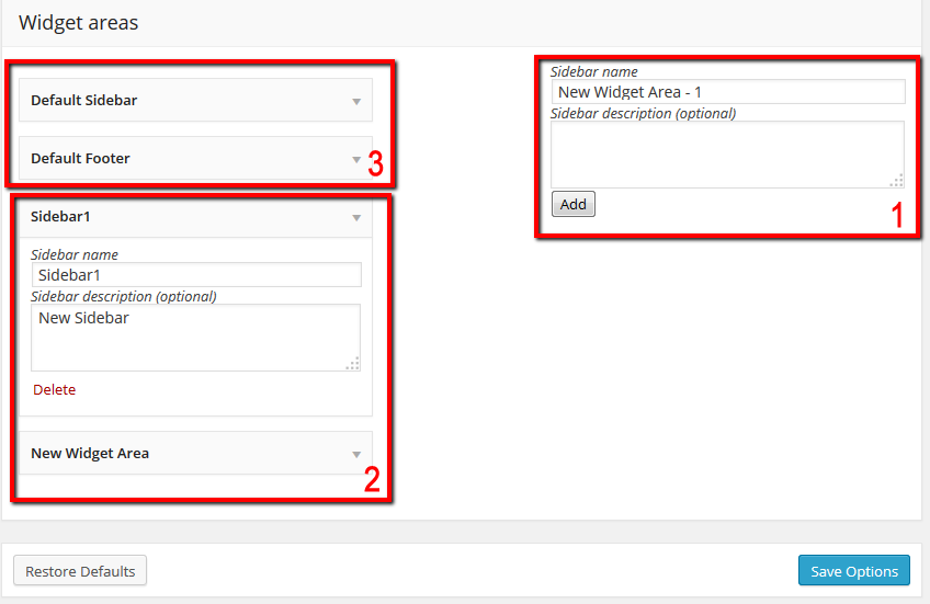 Fig. 1. Widget area management.