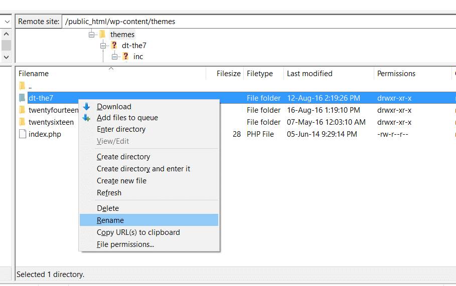 Fig. 1. Rename theme folder.