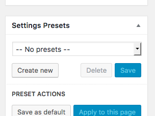Fig. 1. Instellingen Presets. Fig. 1. Instellingen Presets.