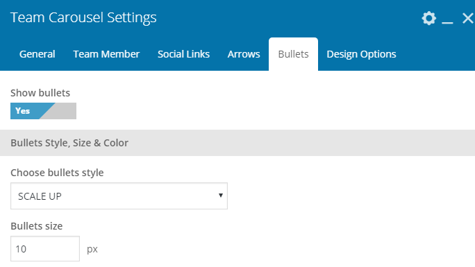 Fig. 3.2. Team Carousel settings.