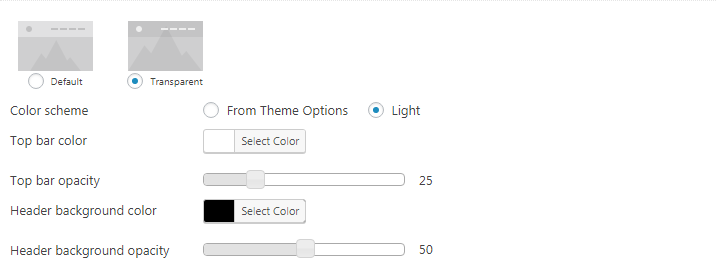 Fig. 1.3. Additional settings for Transparent header.