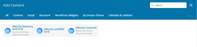 Fig. 1. Albums shortcodes. Fig. 1. Albums shortcodes.