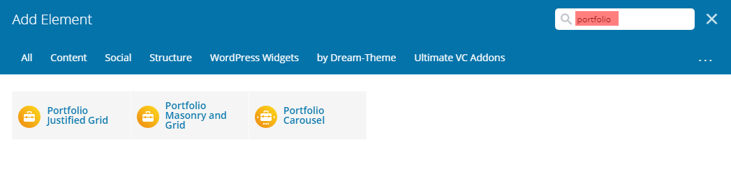 Fig. 1. Portfolio shortcodes.