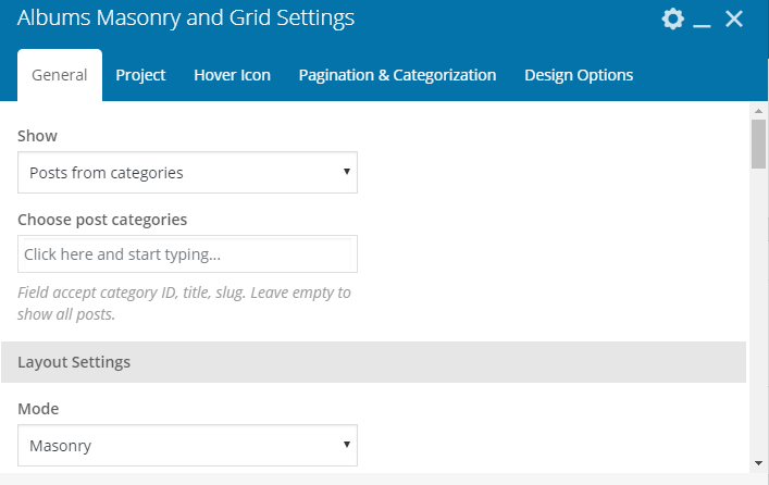 Fig. 2.2. General albums settings.