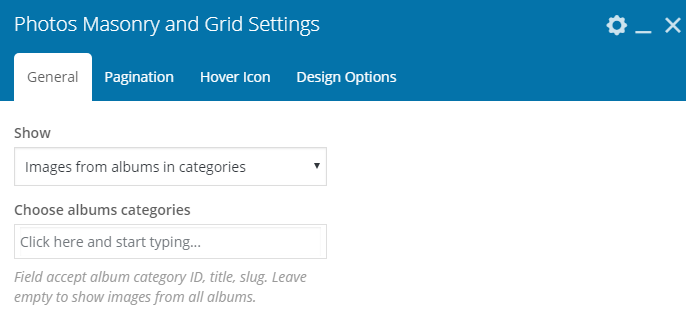 Fig. 2.2. General photos settings.