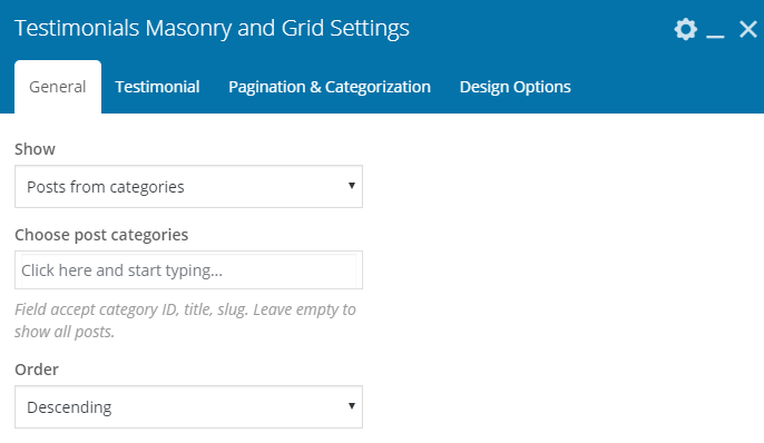 Fig. 2.2. Testimonials settings.