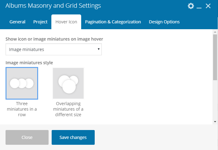 Fig. 2.3. Hover icon settings.