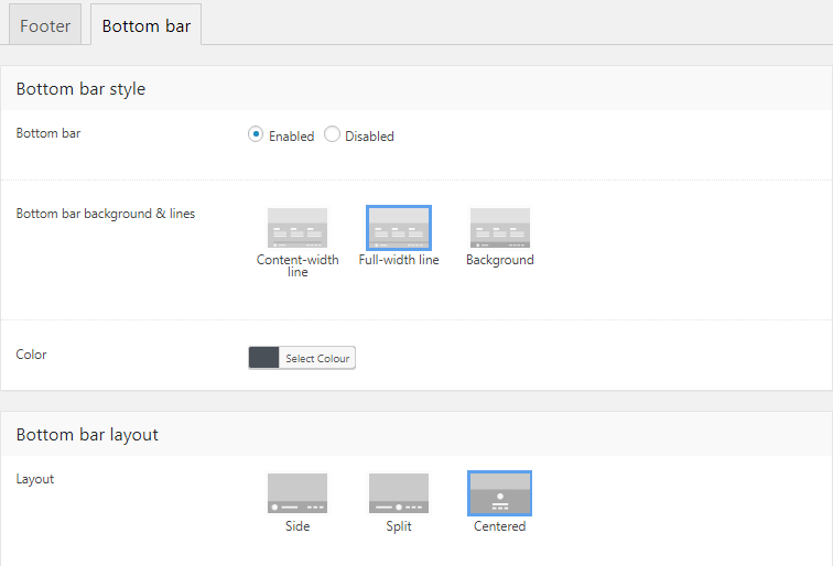 Fig. 2. Bottom bar settings.