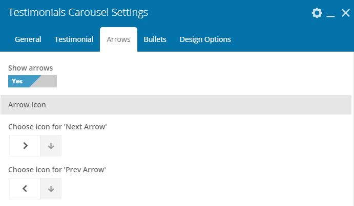 Fig. 3.2. Testimonials carousel settings.