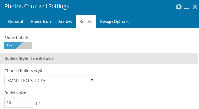 Fig. 4.2. Bullets settings.