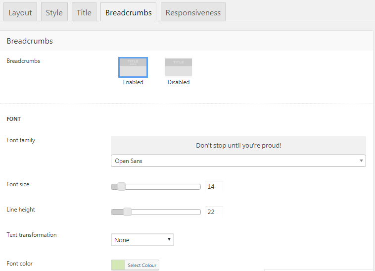 Fig. 4. Breadcrumbs settings.