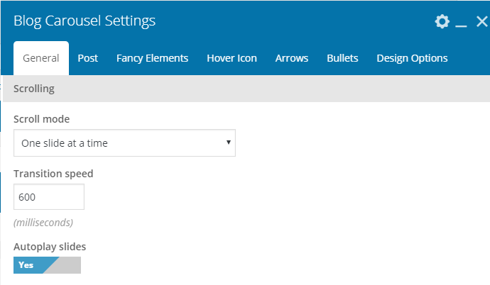 Afb.5.2. Blog Carousle-instellingen.