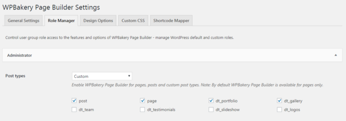 Wpb Fig. 1. Schakel Wpbakery Page Builder in voor een berichttype.